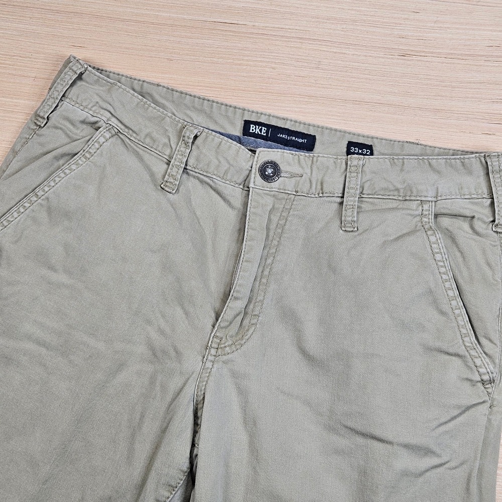 BKE Jake Straight Chino Pants Mens 33x32 Fits 33x31 Tan Stretch Casual FPC6108R